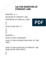 Formula For Equation of Straight Line