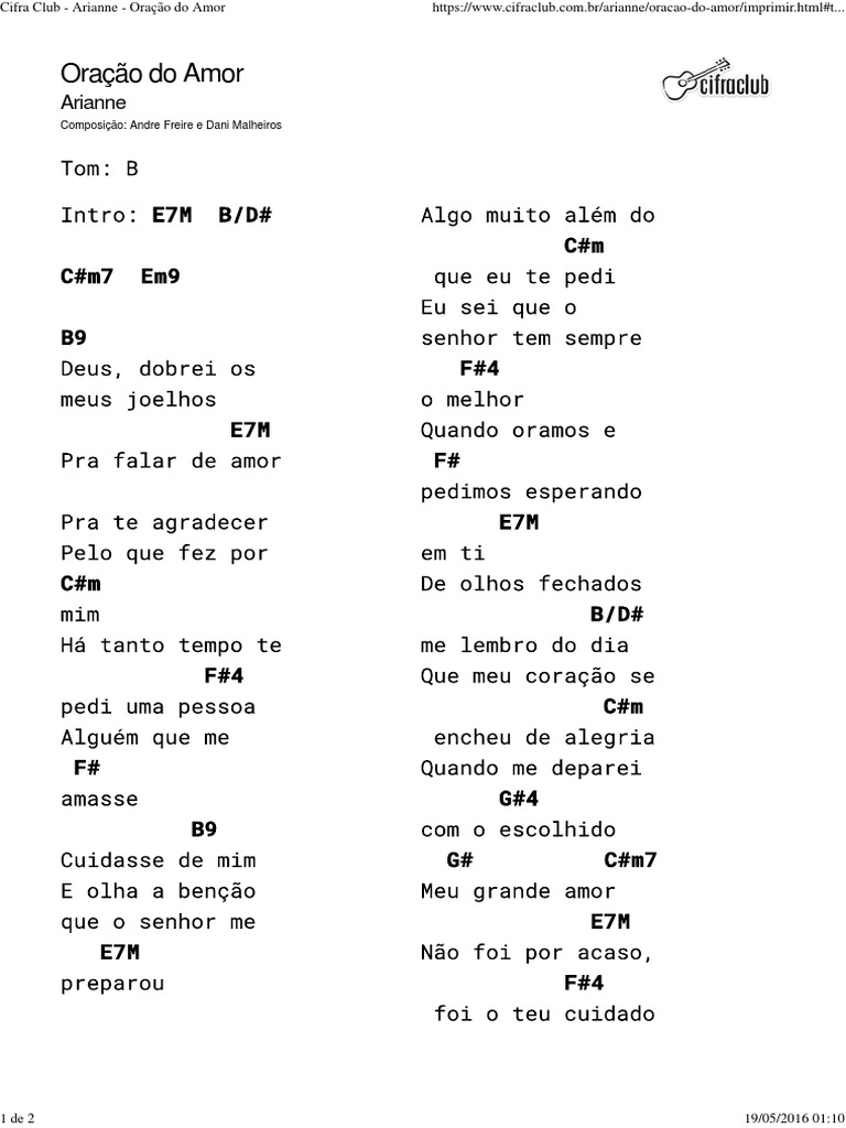 ORAçãO DO AMOR - ARIANNE (GOSPEL) - música e letra