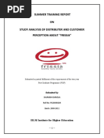 Summer Training Report ON Study Analysis of Distributer and Customer Perception About "Frissia"