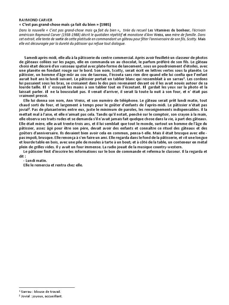 1 Raymond Carver Cest Pas GrandChose PDF