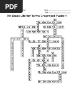 7th Grade Literary Terms Crossword Puzzle 1 Solution