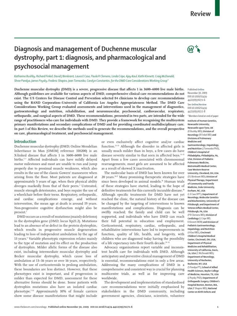 The Diagnosis and Management of DMD Lancet Complete With Erratum PDF | PDF