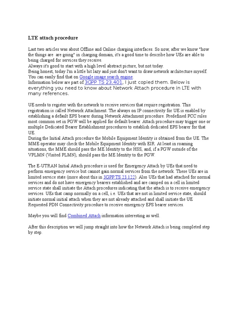 LTE Network Attach Procedure Guide | PDF | I Pv6 | Computer Networking