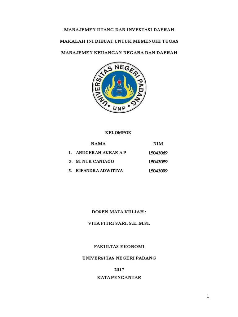 Makalah Manajemen Utang Dan Investasi Daerah