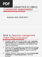 General Didactics Ii (Obd2) : Classroom Management