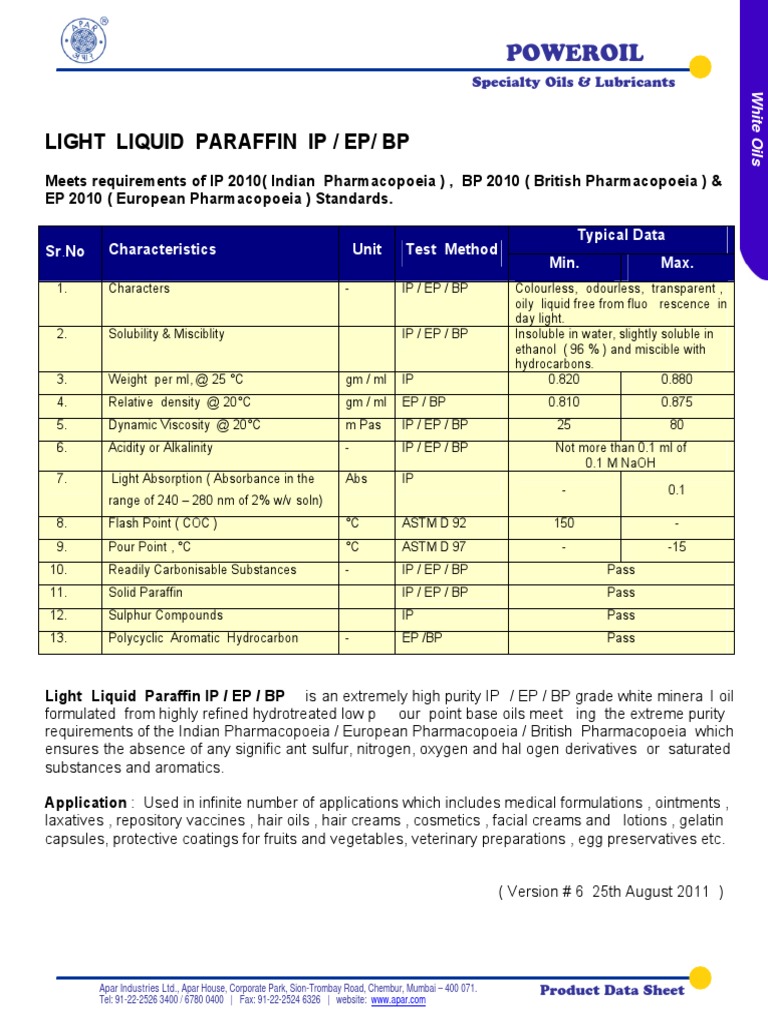 Light Liquid Paraffin Ip_bp_ep(1) Alkane Oil