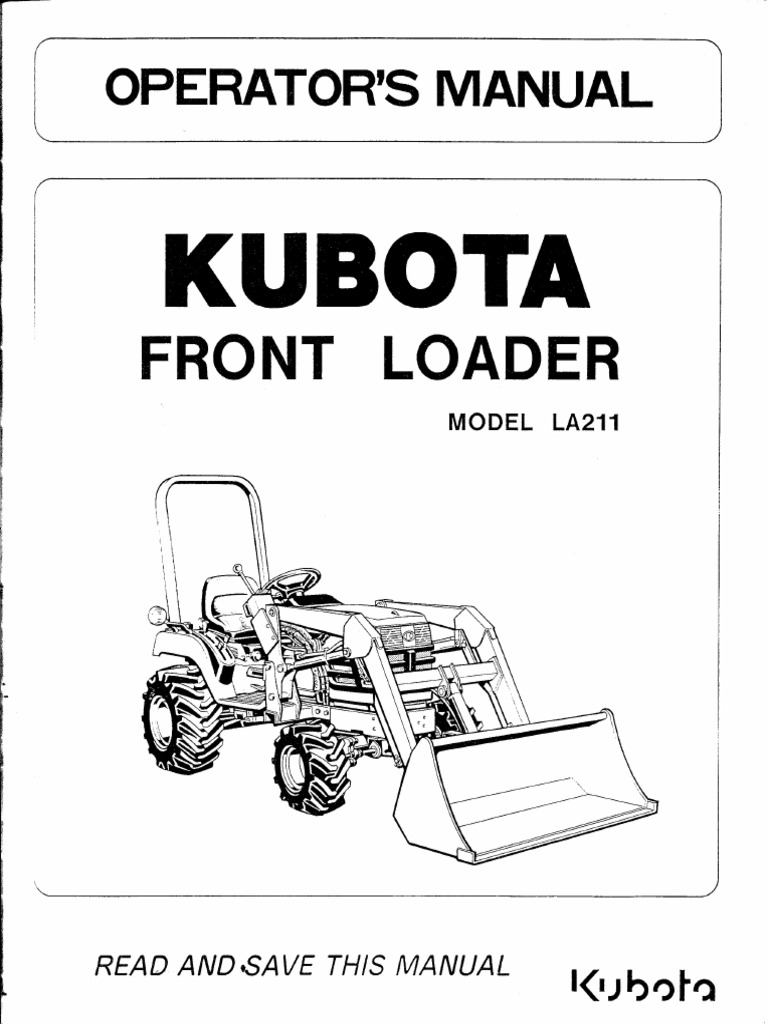 Kubota La211 Front Loader Tractor Operators Owners Manual Maintenance Heavy Equipment Parts Attachments Business Industrial