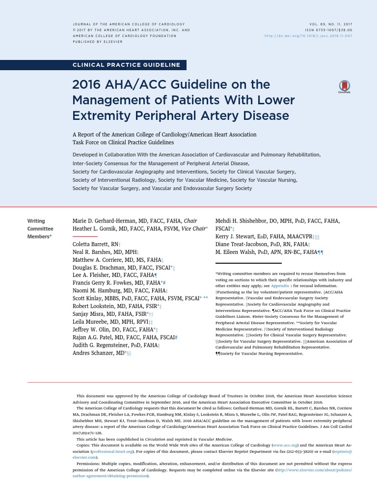 2016 AHA/ACC Guideline On The Management of Patients With Lower ...