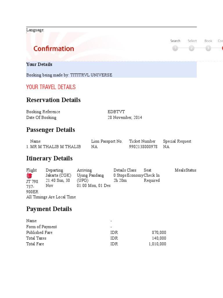 Reservation Details | PDF