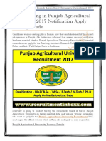 Punjab Agricultural University Recruitment 2017 