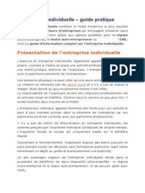 Modèle statut entreprise individuelle pdf