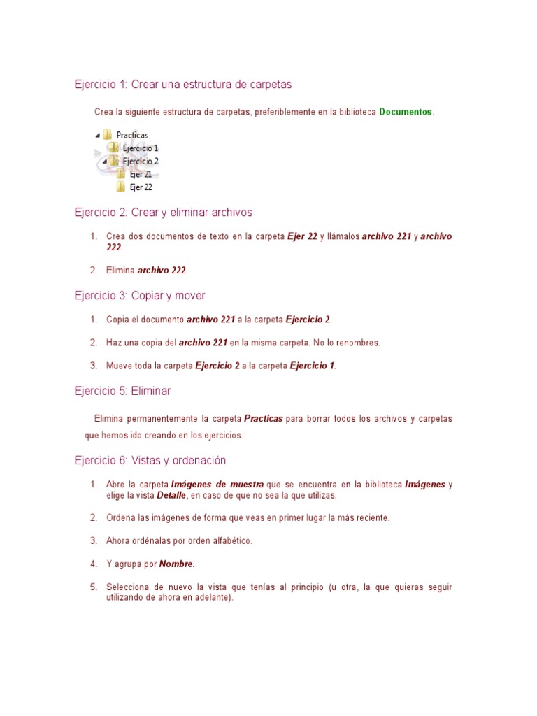 Ejercicios Prácticos de Carpetas en Windows | PDF | Directorio ...