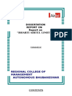 Dissertation Report On Report On "Bharti Airtel Limited": Regional College of Management Autonomous Bhubaneswar