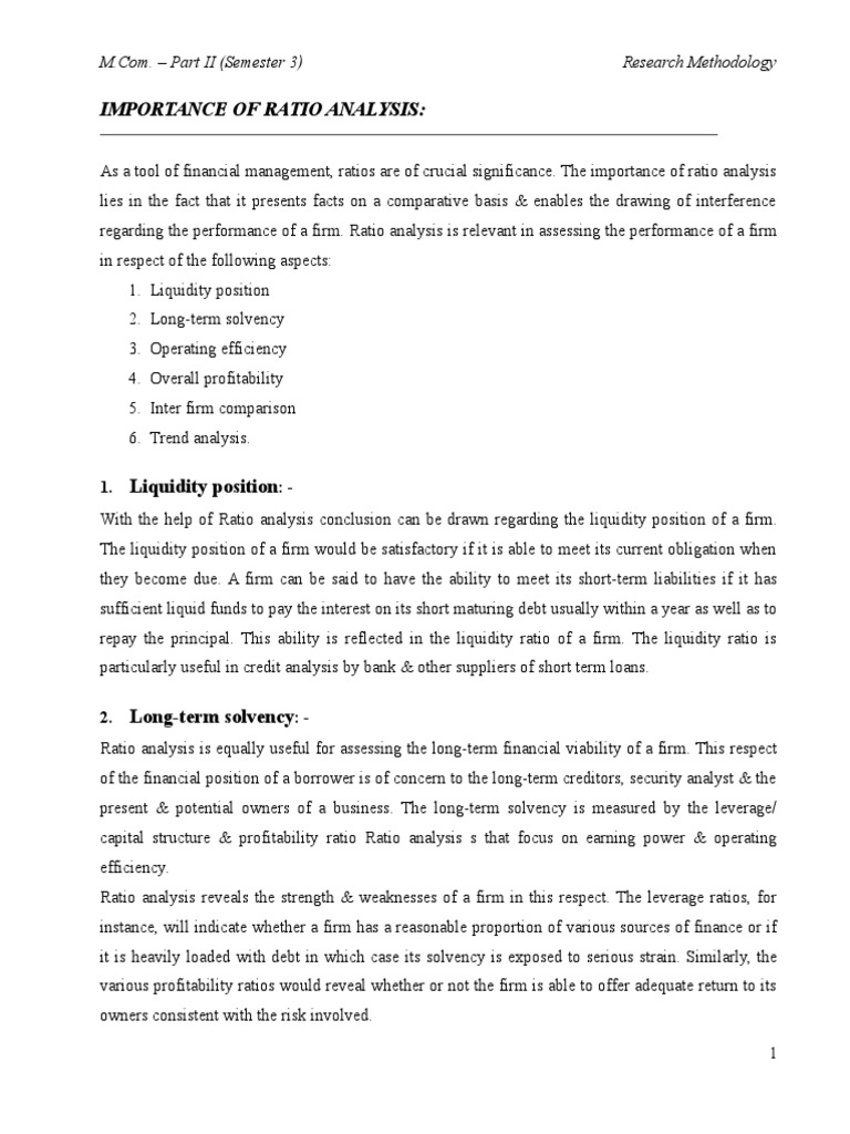 Importance of Ratio Analysis in Finance | PDF | Dividend | Leverage ...