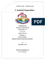 TOPIC: Judicial Separation: Family Law-I (Hindu Law)