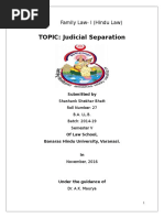 TOPIC: Judicial Separation: Family Law-I (Hindu Law)