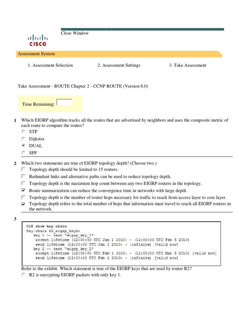 ROUTE Chapter 2 - CCNP ROUTE (Version 6.0) | PDF | Routing | Router ...