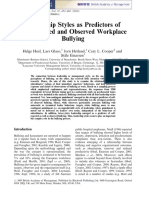 Leadership Styles As Predictors of Self-Reported and Observed Workplace Bullying