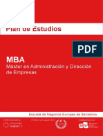 Plan de Estudios - MBA - Master en Administracion y Direccion de Empresas