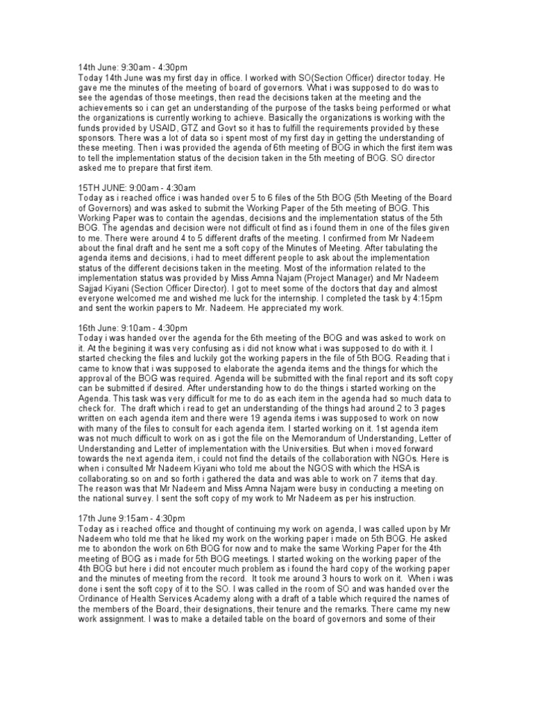 Weekly Internship Report For 1st Week | PDF