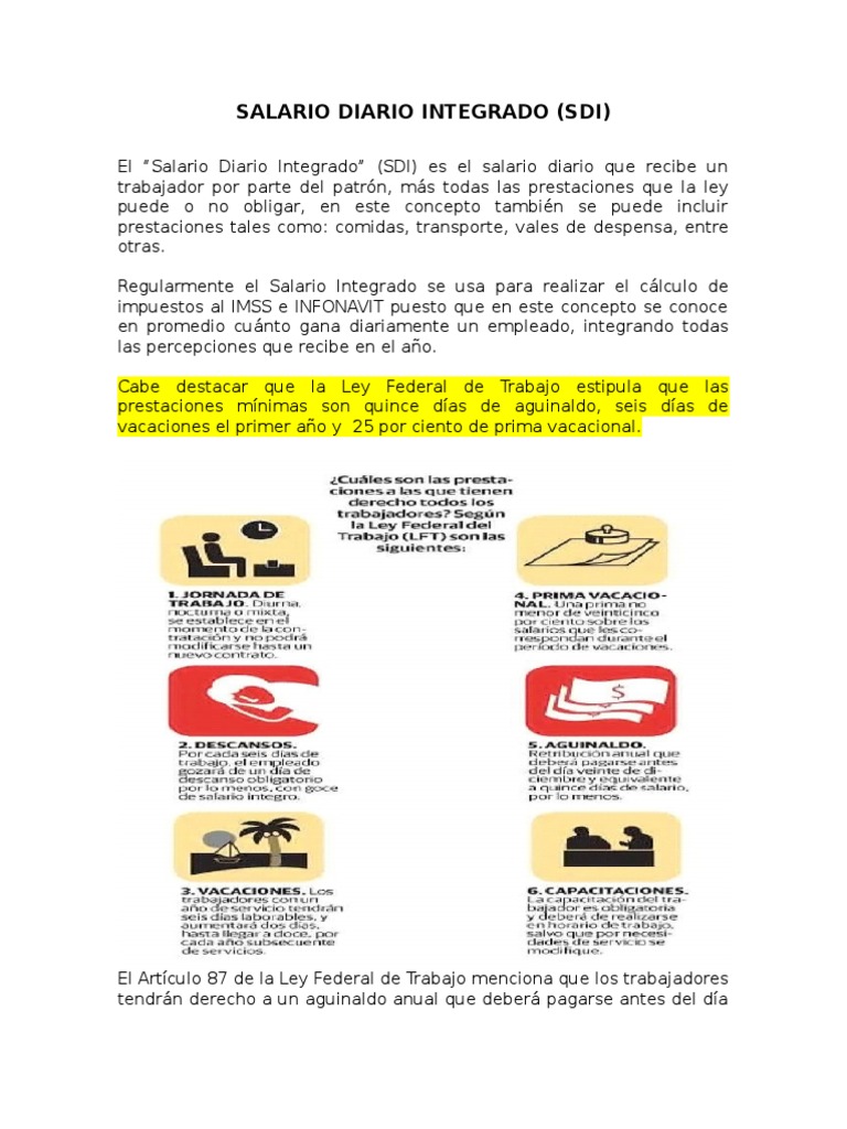 Salario Diario Integrado Art. 84 LFT | PDF | Salario | Labor