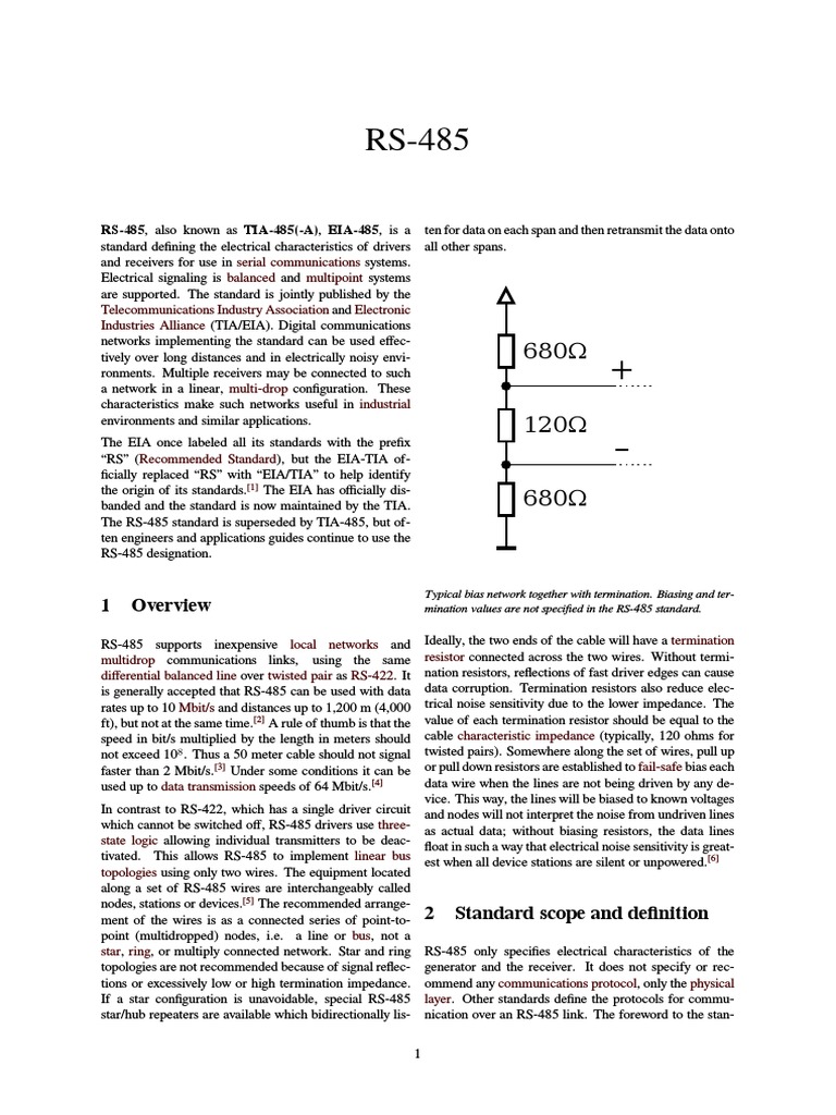 RS 485 | PDF | Telecommunications | Digital Technology
