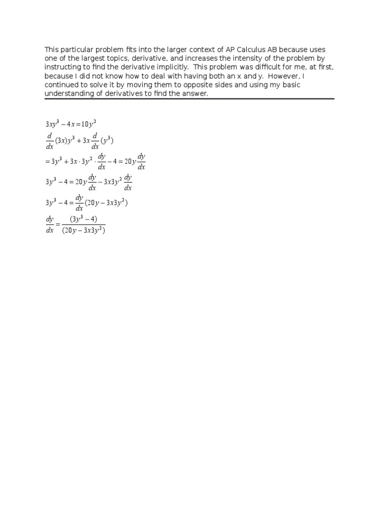 Implicit Derivatives in AP Calculus AB | PDF