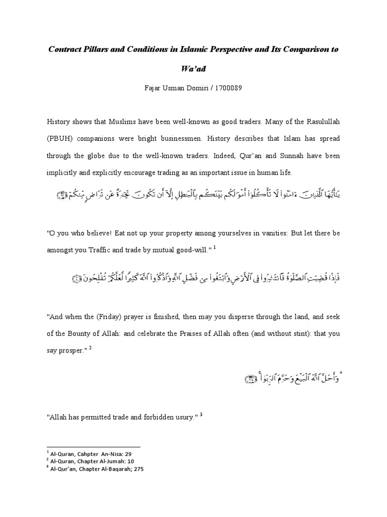 Pillars of Islamic Contracts Explained | PDF | Offer And Acceptance ...