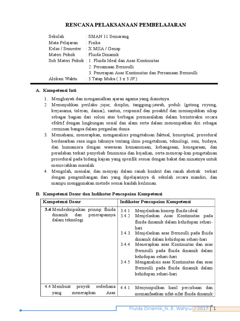 RPP Fluida Dinamis | PDF