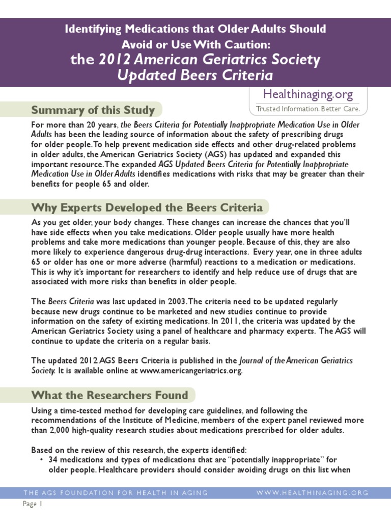 Beers Criteria Public Translation Drugs Acting On The Nervous System