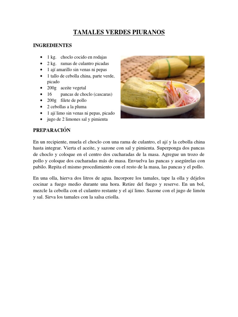 Tamales Verdes Piuranos | PDF