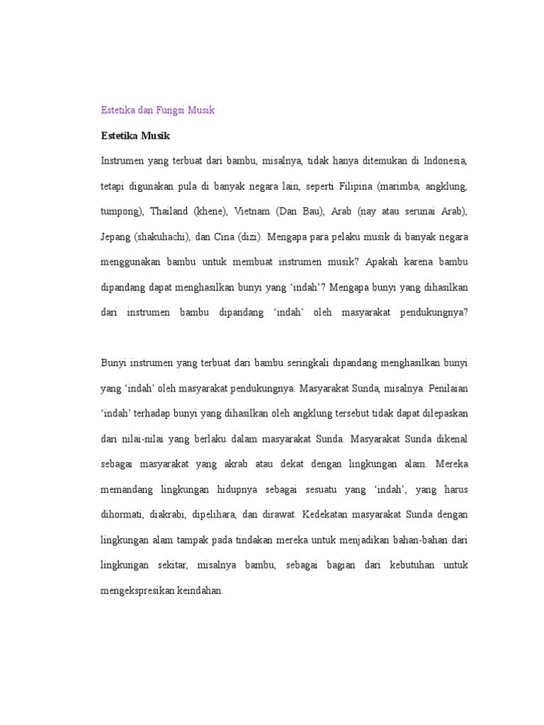 Estetika Dan Fungsi Musik