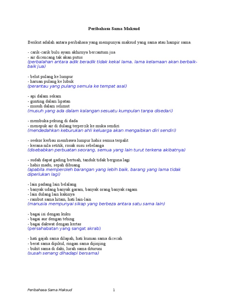 Peribahahasa Sama Maksud Pdf