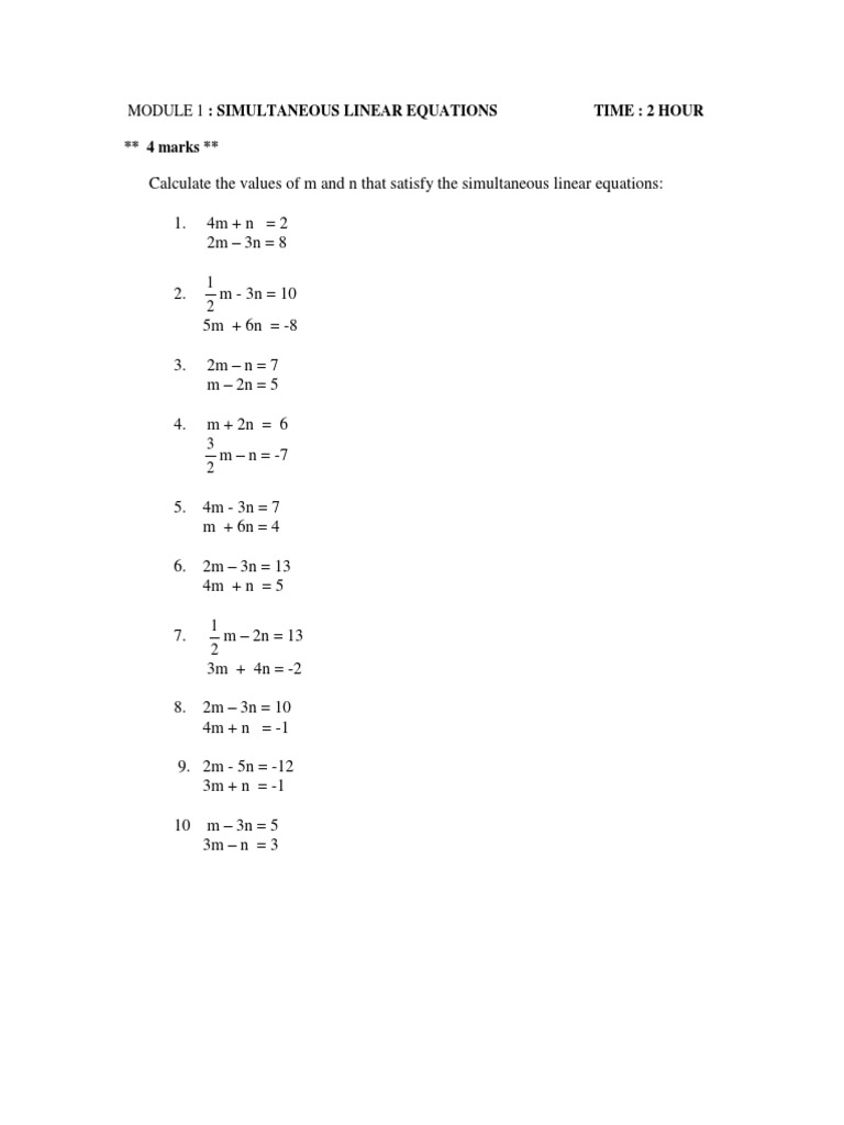 Module 1 Simultenous Linear And Equations Equations Logical Truth