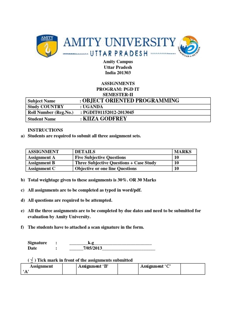 Object Oriented Programming Assignment | PDF | Class (Computer ...