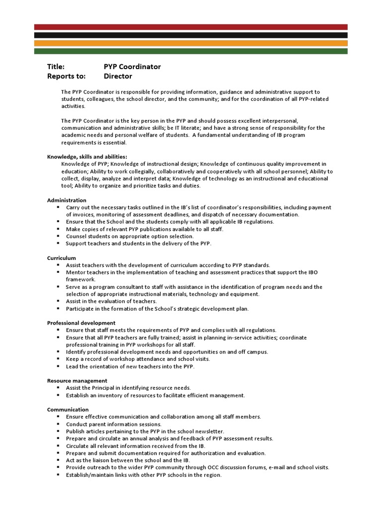 Cip coordinator job description