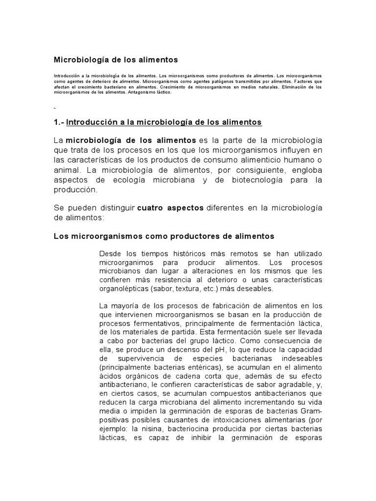 Microorganismos en Alimentos: Tipos y Riesgos | PDF | Las bacterias ...