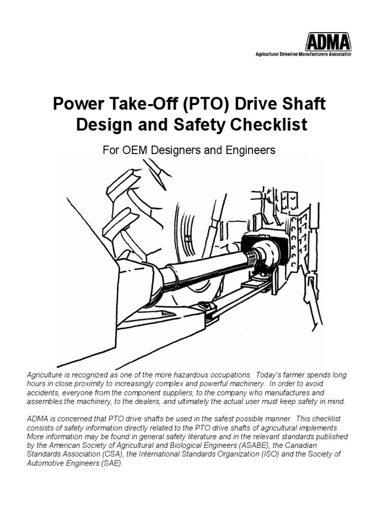Power Take-Off (PTO) Driveshaft Design Safety Checklist | PDF | Tractor ...