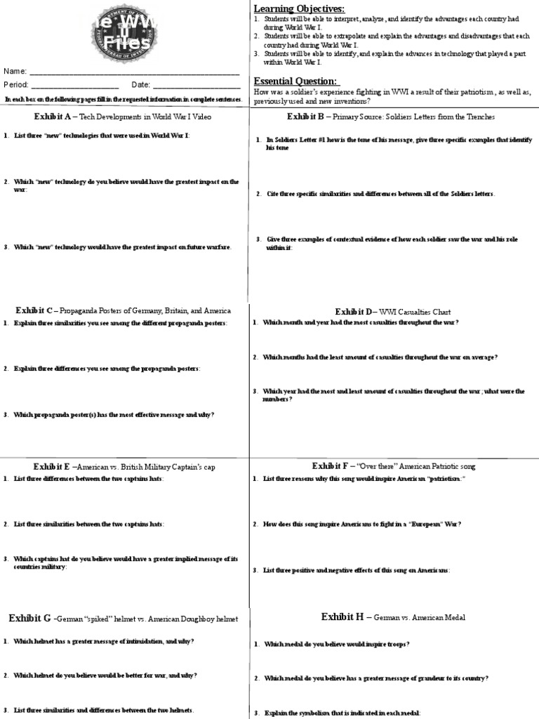Wwi Gallery Walk Worksheet | PDF | World War I | Propaganda