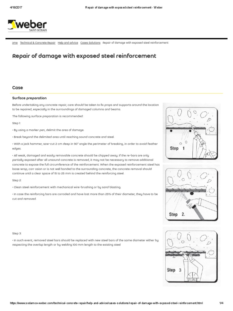 Repairing Exposed Steel Reinforcement | PDF | Corrosion | Concrete