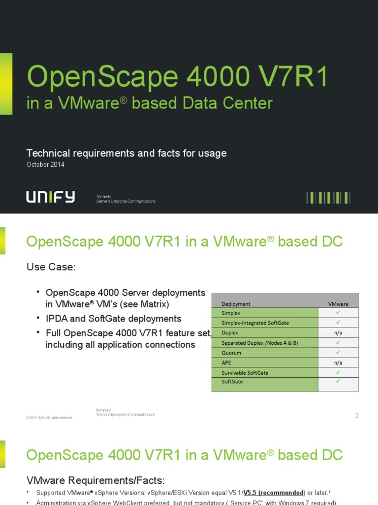 OpenScape 4000 V7 Guideline VMware Based Data Center PDF
