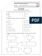 Lista de Estudos - 4 Operações Entre Monômios e Polimômios