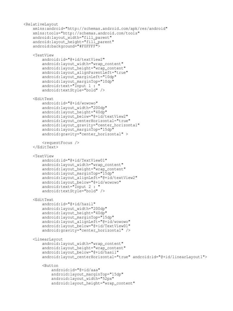 Android Calculator Layout XML | PDF | Computers | Technology & Engineering