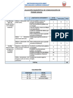 Matriz de La Evaluación Diagnóstica de Comunicación de Primer Grado-Quiñones