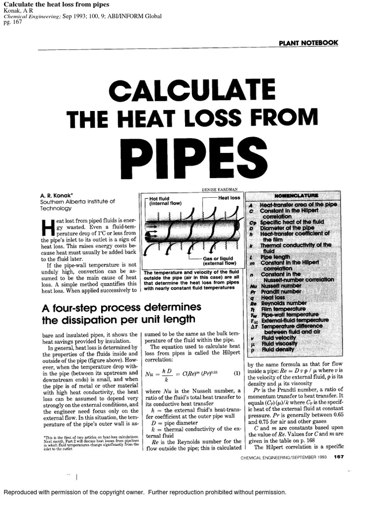 Calculate the Heat Loss From Pipes