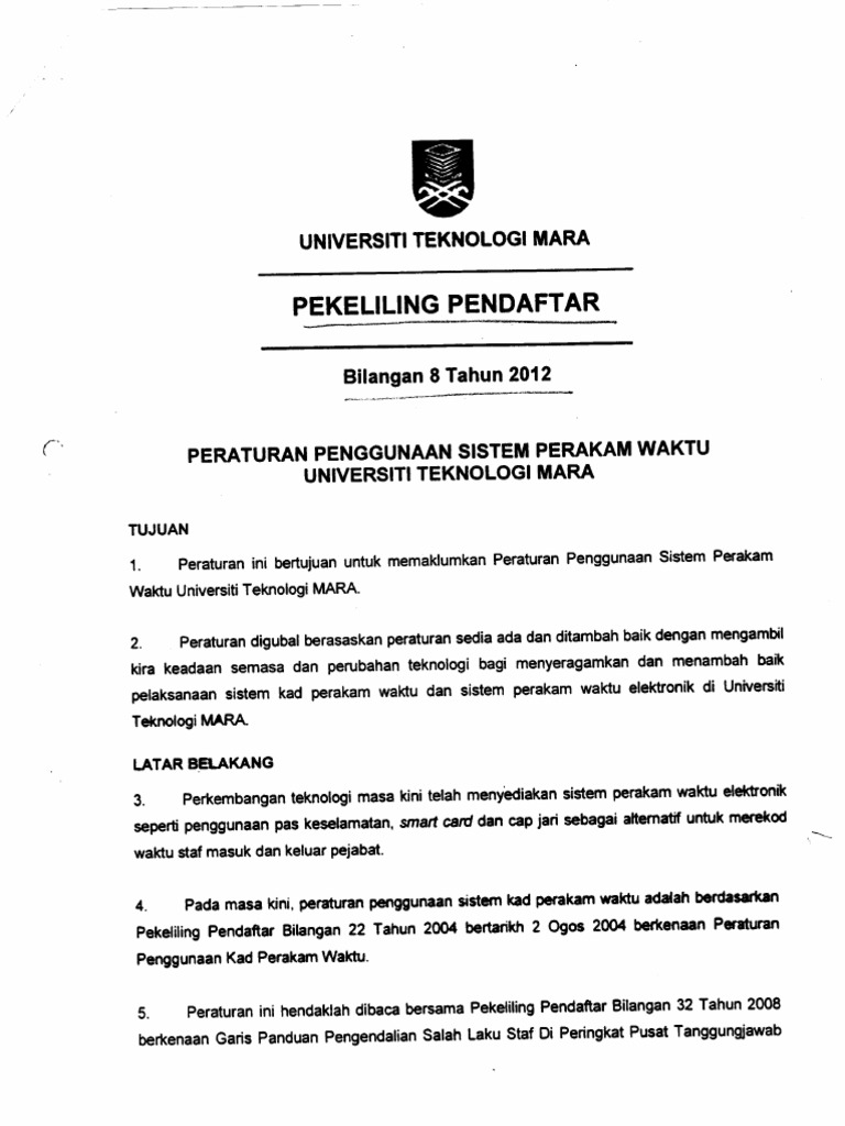 Peraturan Penggunaan Sistem Perakam Waktu Uitm  PDF