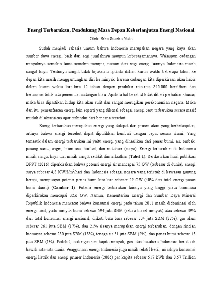 Essay Energi Terbarukan