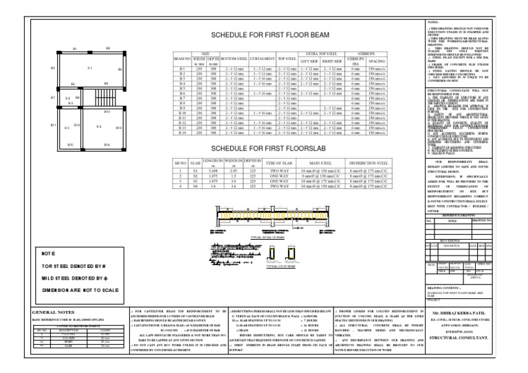 First Floor Beam and Slab Details | PDF | Beam (Structure) | Column