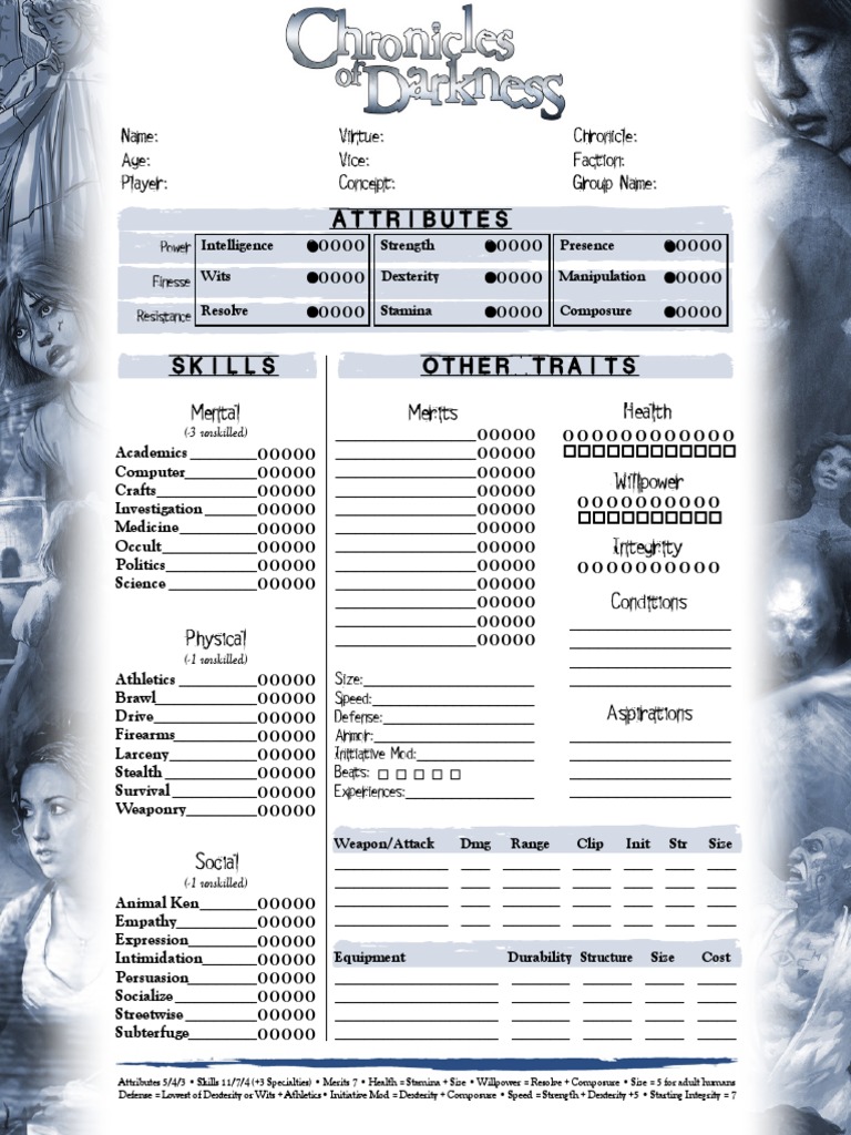Chronicles of Darkness Character Sheet Interactive | PDF | Tabletop ...