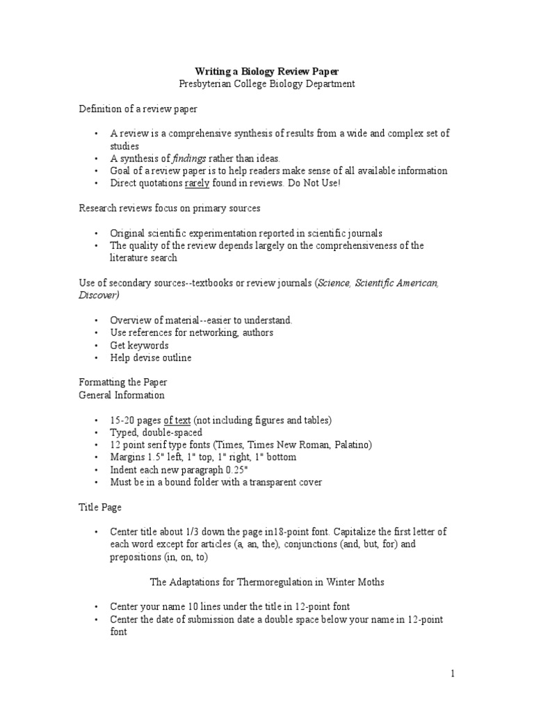 Synthesizing Biology: A Comprehensive Guide to Writing a Review Paper ...